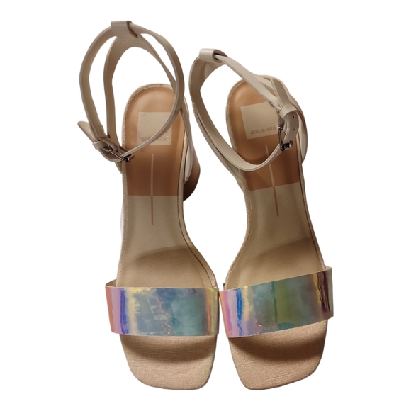 Dolce Vita NWOT Silver Iridescent Ankle Strap Sandal  Sz 9.5 - Picture 3 of 7